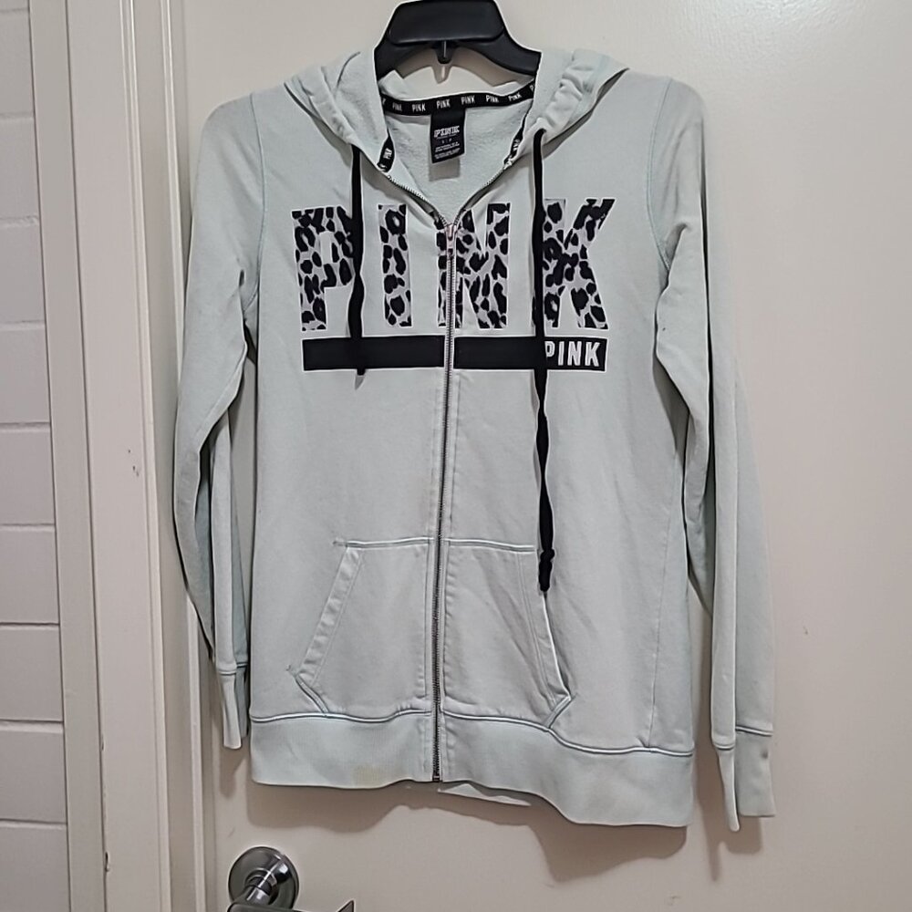 PINK‎ Victoria's Secret Fleece Jacket Lt Blue Ladies Small Pre-Owned Outdoors